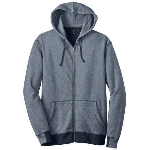 District Made - Mens Mini Stripe Full-Zip Hoodie. DM390