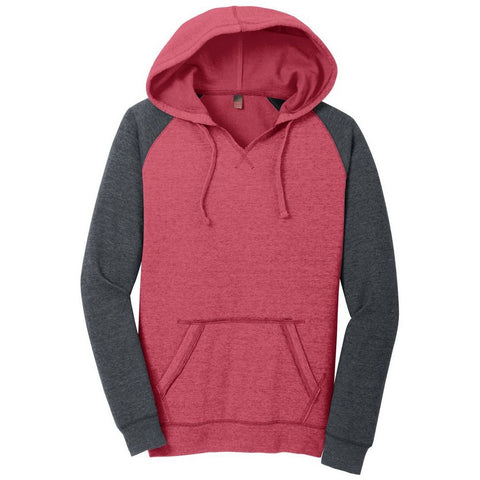 District Juniors Lightweight Fleece Raglan Hoodie. DT296